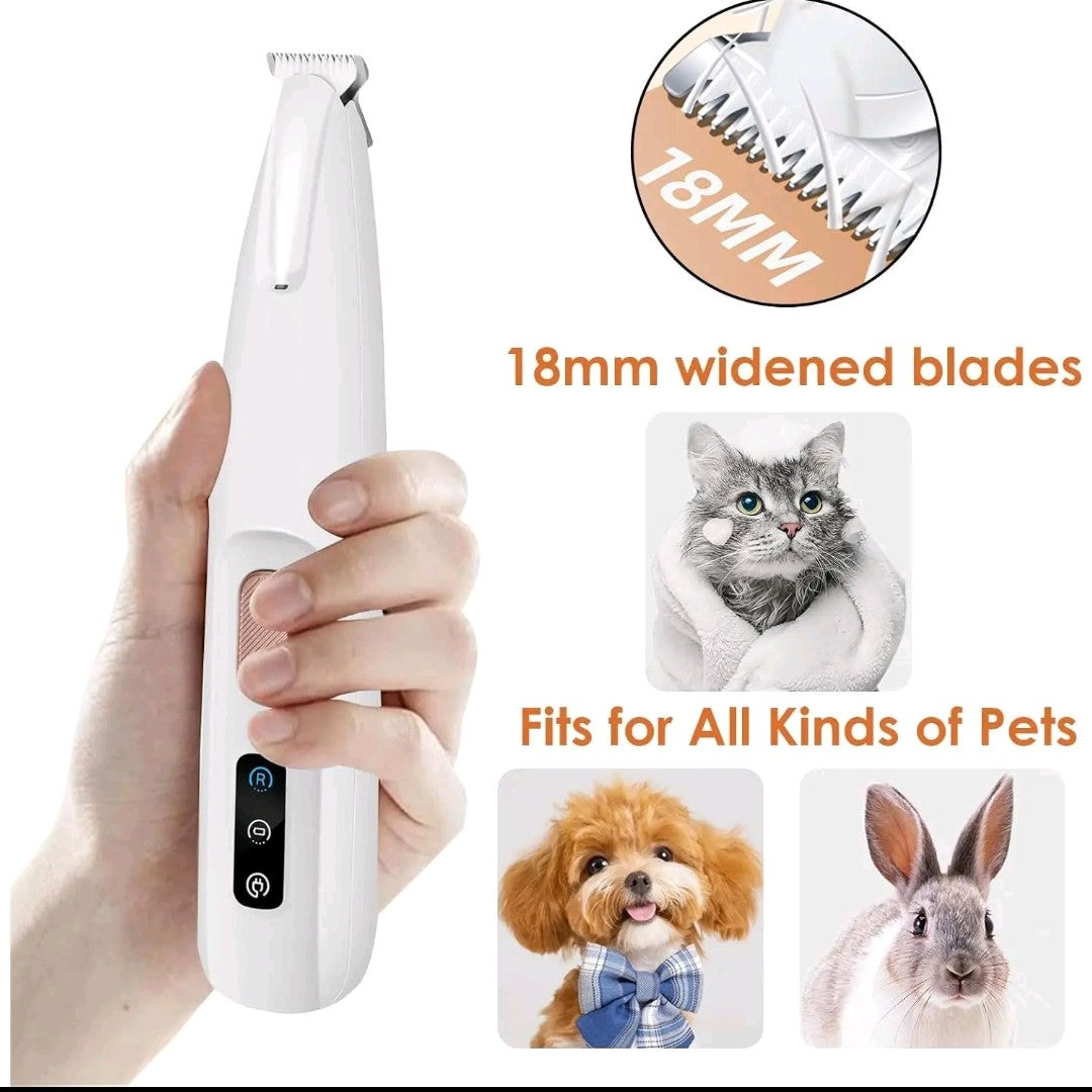 Rechargeable Pet Hair Trimmer Kit – Quiet Cordless Clippers with LED Light, Waterproof Paw Groomer for Dogs & Cats