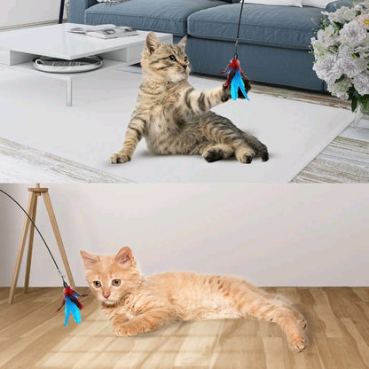 10-in-1 Automatic Cat Wand Toy – Hands-Free Suction Cup Interactive Feather & Ball Toys for Indoor Cats, Dancing Bird Teaser
