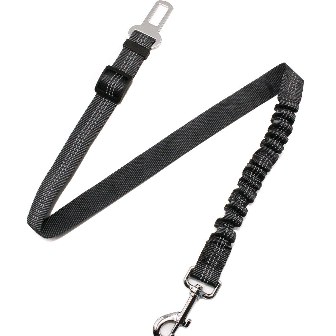 Adjustable Pet Car Seat Belt – Reflective Dog & Cat Leash with Elastic Bungee Buffer for Safe Travel