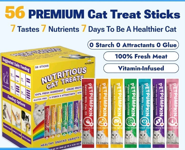 Nutritious Premium Lickable Cat Treats – Grain-Free Creamy Squeeze Snacks & Food Toppers, Variety Box