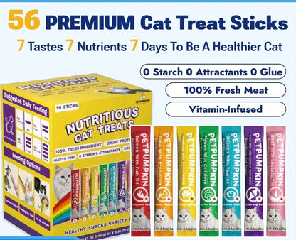 Nutritious Premium Lickable Cat Treats – Grain-Free Creamy Squeeze Snacks & Food Toppers, Variety Box