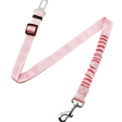Adjustable Pet Car Seat Belt – Reflective Dog & Cat Leash with Elastic Bungee Buffer for Safe Travel