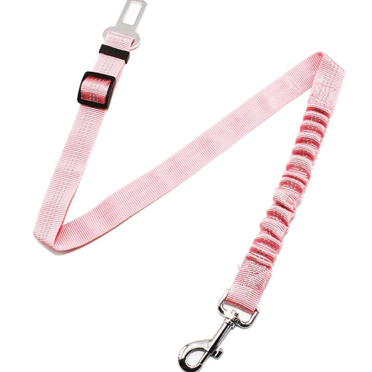 Adjustable Pet Car Seat Belt – Reflective Dog & Cat Leash with Elastic Bungee Buffer for Safe Travel
