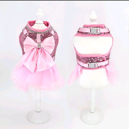 Glitter Bowknot Pet Harness & Leash Set – Cute Vest for Small & Medium Dogs and Cats
