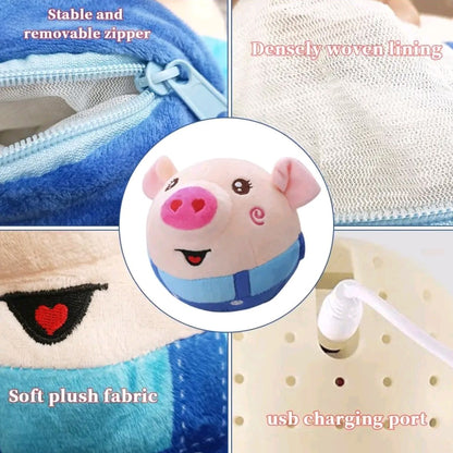 EVERBETTERUS Smart Moving Plush Toy – USB Rechargeable Interactive Cartoon Pig with 120 Sounds, Washable Electronic Squeaky Toy for Dogs & Kids