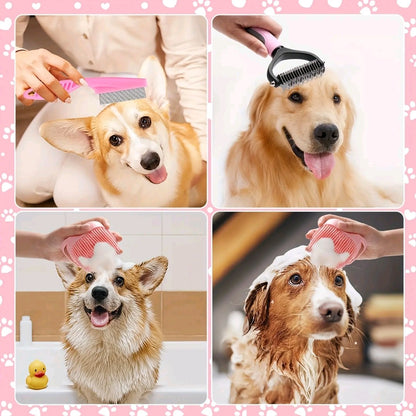 8-Piece pet Grooming Kit – Self-Cleaning Brushes, Nail Clippers, Flea Comb & More