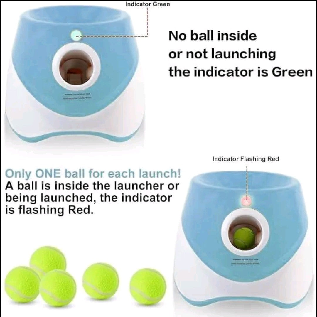 Automatic Dog Ball Launcher – Interactive Pet Toy with 3 Launch Distances, Includes 3 Mini 2” Tennis Balls for Small & Medium Dogs, Indoor & Outdoor Play