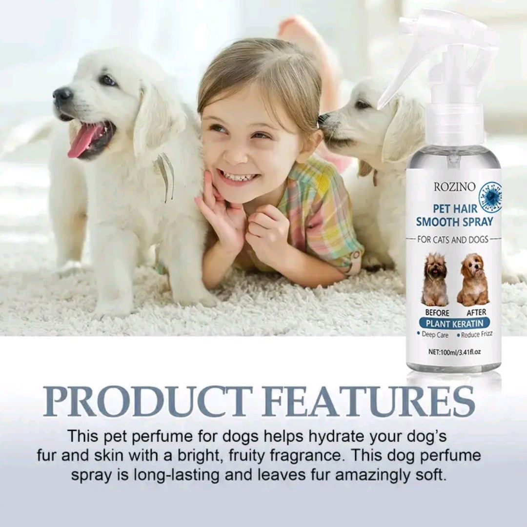 ROZINO Pet Hair Smooth Spray – Organic Detangling & Shine Spray for Easy Grooming