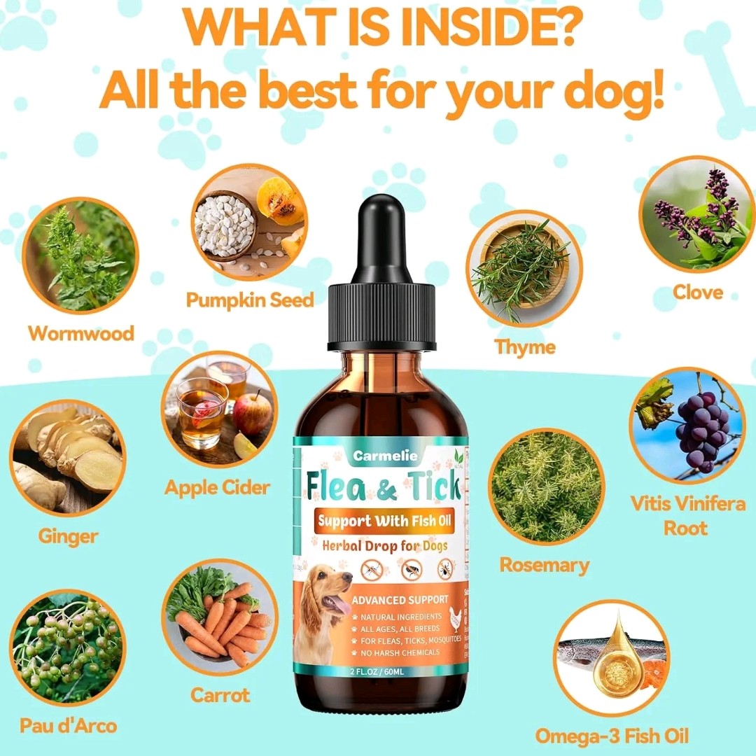 Carmelie Cat Herbal Drops – Outdoor Wellness Support with Fish Oil & Vitamins, Chicken-Flavored Liquid for All Ages