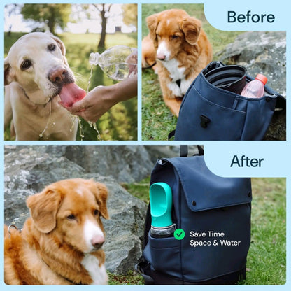 3-in-1 Pet Water Bottle – Portable 20 oz Travel Bottle with Food Container & Water Filter, Leakproof & Heat-Resistant for Dogs & Cats