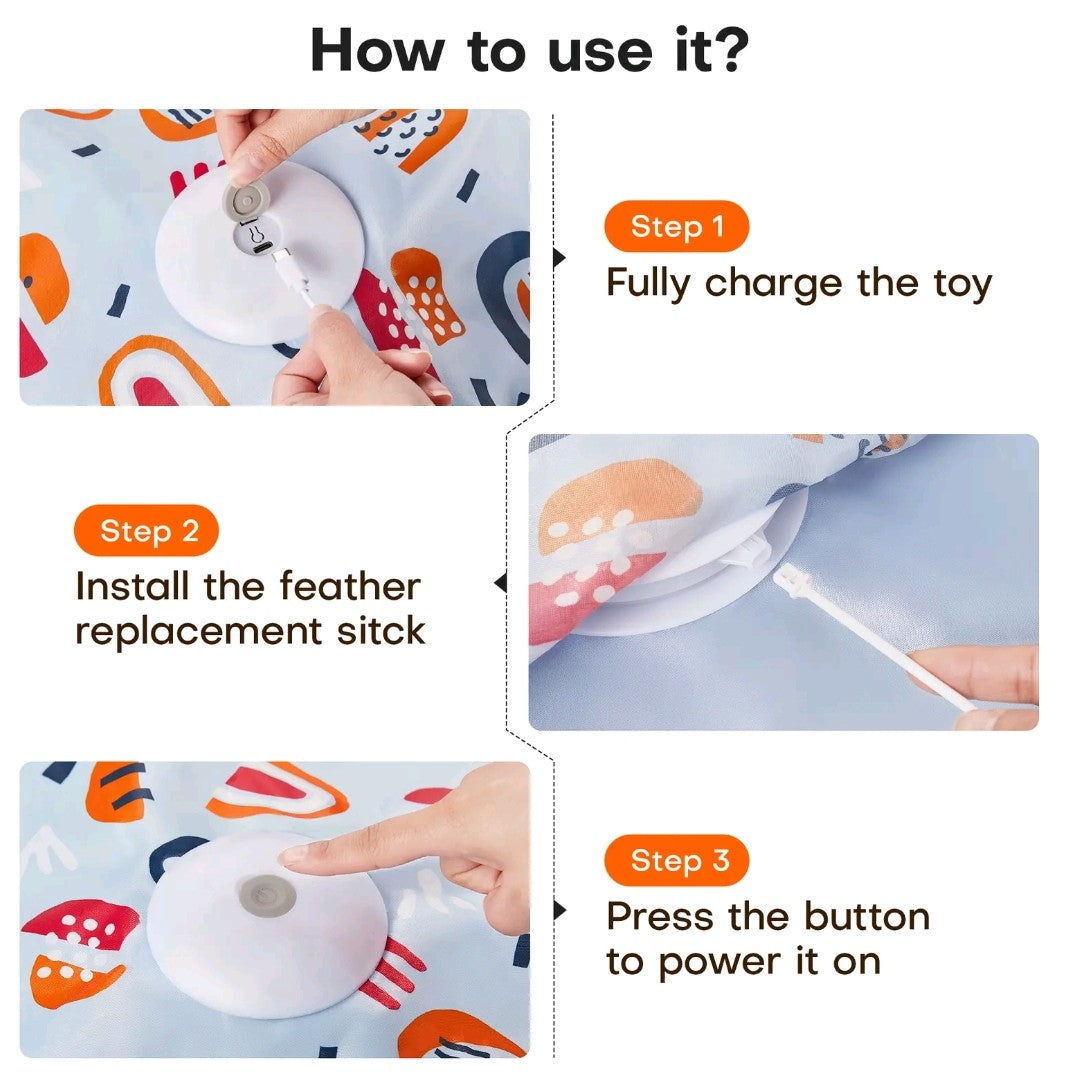 Potaroma Hide and Seek Cat Toy – Interactive Feather Wand Under Floral Cover, USB Rechargeable Automatic Toy for Indoor Kittens & Cats of All Breeds
