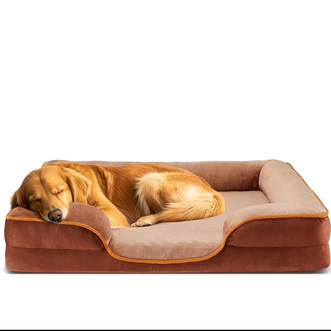 Orthopedic Memory Foam Dog Bed for Large Dogs – Waterproof, Washable Cover & Non-Slip Base