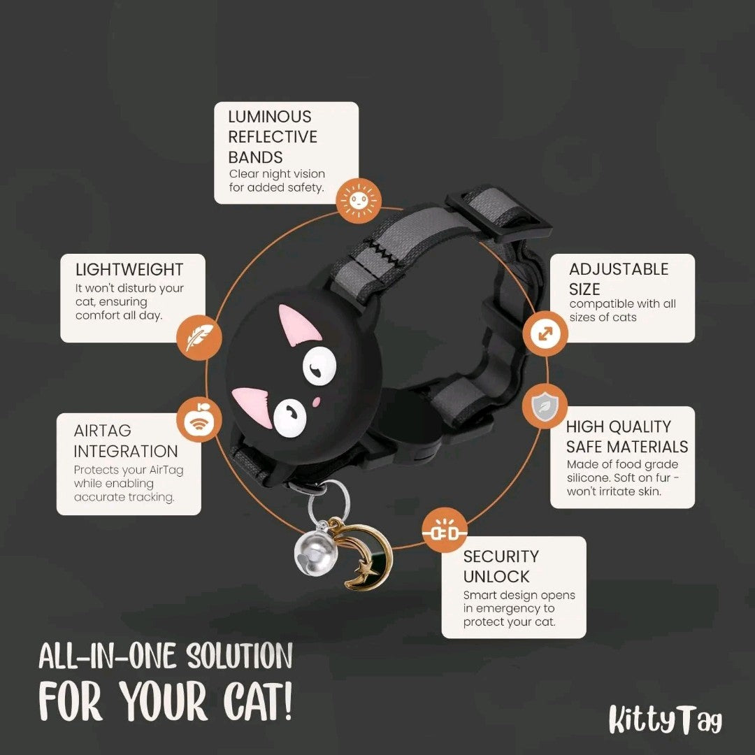 Waterproof GPS Cat Collar – Reflective Fish Design, Hidden Tracker & Lightweight Fit for Kittens