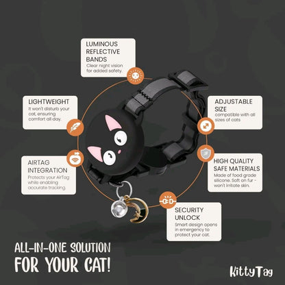 Waterproof GPS Cat Collar – Reflective Fish Design, Hidden Tracker & Lightweight Fit for Kittens