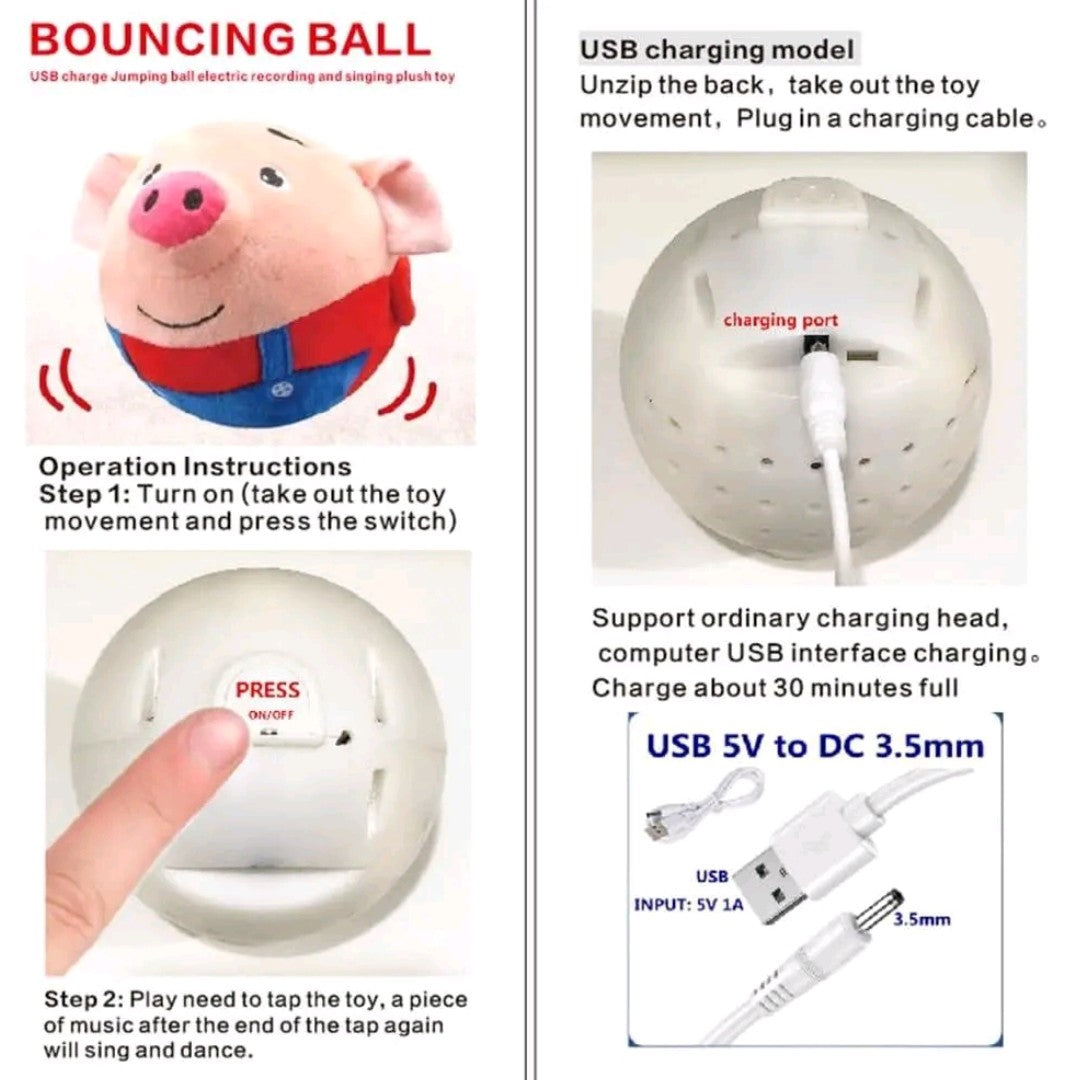 EVERBETTERUS Smart Moving Plush Toy – USB Rechargeable Interactive Cartoon Pig with 120 Sounds, Washable Electronic Squeaky Toy for Dogs & Kids