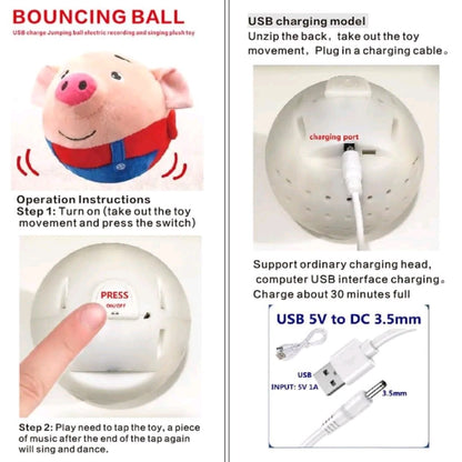 EVERBETTERUS Smart Moving Plush Toy – USB Rechargeable Interactive Cartoon Pig with 120 Sounds, Washable Electronic Squeaky Toy for Dogs & Kids