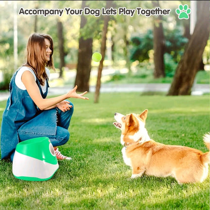 Automatic Dog Ball Launcher – Interactive Pet Toy with 3 Launch Distances, Includes 3 Mini 2” Tennis Balls for Small & Medium Dogs, Indoor & Outdoor Play