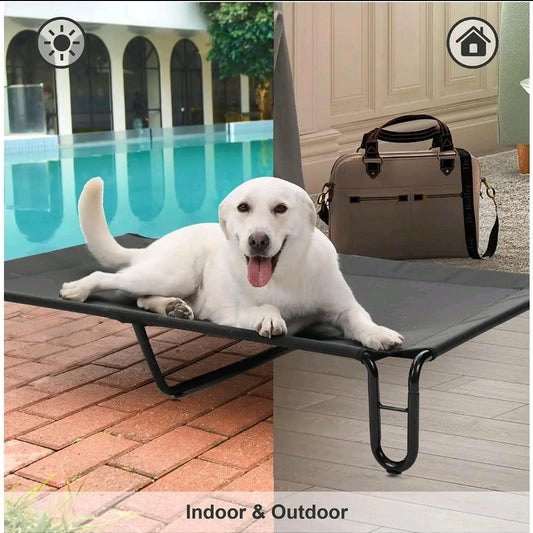 Elevated Outdoor Dog Bed for Large Dogs – XL Raised Cot with Cooling Teslin Mesh, Durable & Non-Slip, Easy Assembly
