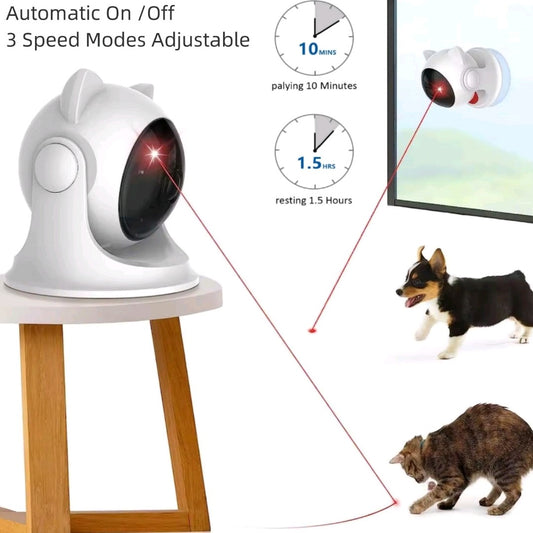 Automatic Laser Cat Toy – USB Rechargeable Pet Laser for Indoor Cats & Dogs, Manual M-Button, 3 Speed Modes, Compact Size