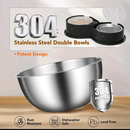 【outdoorfun】Stainless Steel Dog Bowl Set with Lids – 304 Metal Dual Food & Water Bowls, Foldable Feeder with Covers, Anti-Skid Design for All Pet Sizes