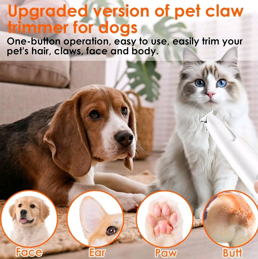 Rechargeable Pet Hair Trimmer Kit – Quiet Cordless Clippers with LED Light, Waterproof Paw Groomer for Dogs & Cats