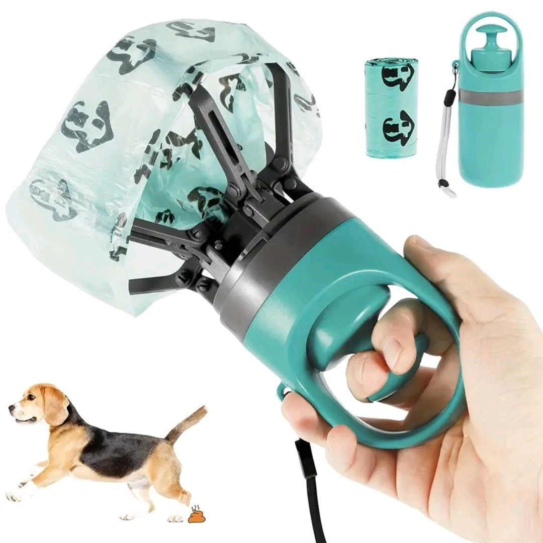 Portable Pet Poop Scooper with Waste Bag – 6-Claw Poop Shovel Clip for Easy Pet Waste Cleanup
