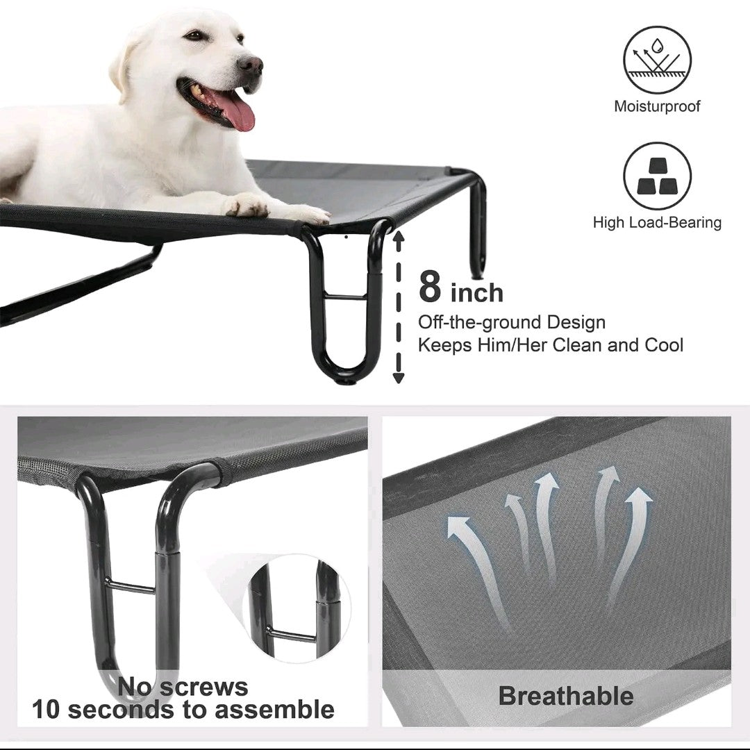 Elevated Outdoor Dog Bed for Large Dogs – XL Raised Cot with Cooling Teslin Mesh, Durable & Non-Slip, Easy Assembly