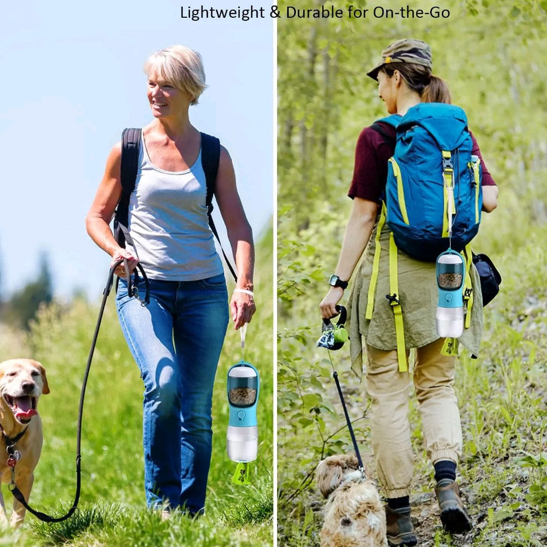 3-in-1 Pet Water Bottle – Portable 20 oz Travel Bottle with Food Container & Water Filter, Leakproof & Heat-Resistant for Dogs & Cats