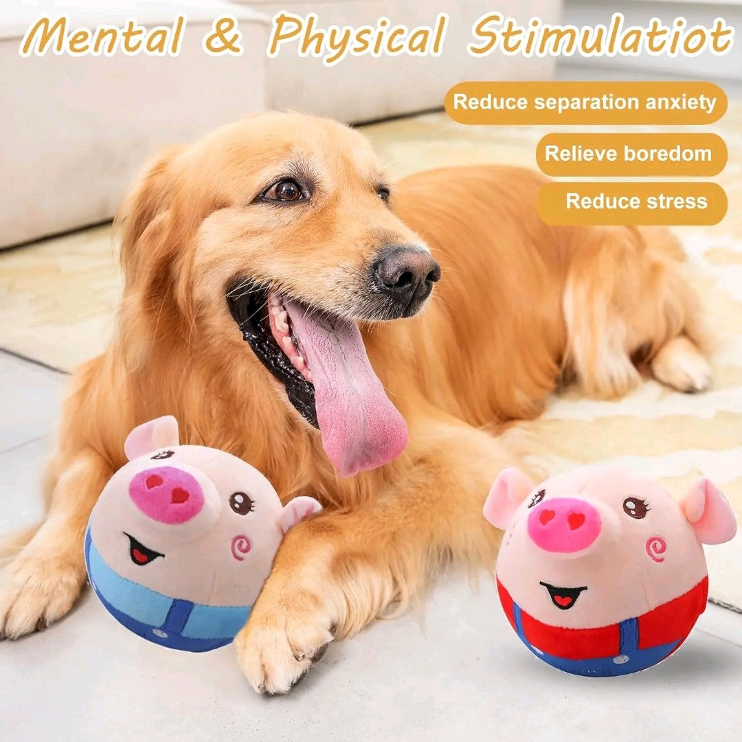 EVERBETTERUS Smart Moving Plush Toy – USB Rechargeable Interactive Cartoon Pig with 120 Sounds, Washable Electronic Squeaky Toy for Dogs & Kids