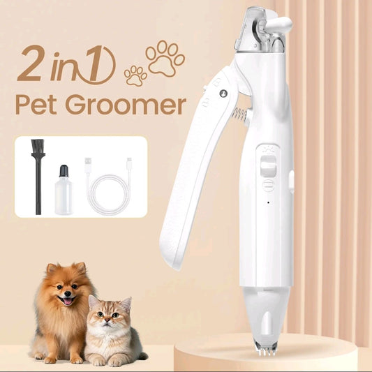Vankoo 2-in-1 Dog Nail Clipper & Paw Trimmer – LED Light, Rechargeable & Waterproof Grooming Tool for Cats & Dogs