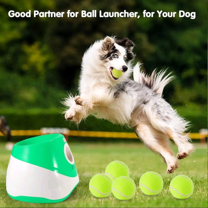 Automatic Dog Ball Launcher – Interactive Pet Toy with 3 Launch Distances, Includes 3 Mini 2” Tennis Balls for Small & Medium Dogs, Indoor & Outdoor Play
