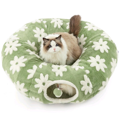 Lesure Donut Cat Tunnel Bed – Cozy Play Tunnel with Washable Cushion for Cats, Kittens & Small Pets