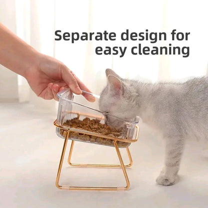 2-in-1 Cat Feeding Bowl & Water Dispenser – No-Spill Pet Food Bowl for Cats & Small Dogs