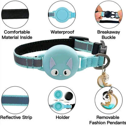 Waterproof GPS Cat Collar – Reflective Fish Design, Hidden Tracker & Lightweight Fit for Kittens