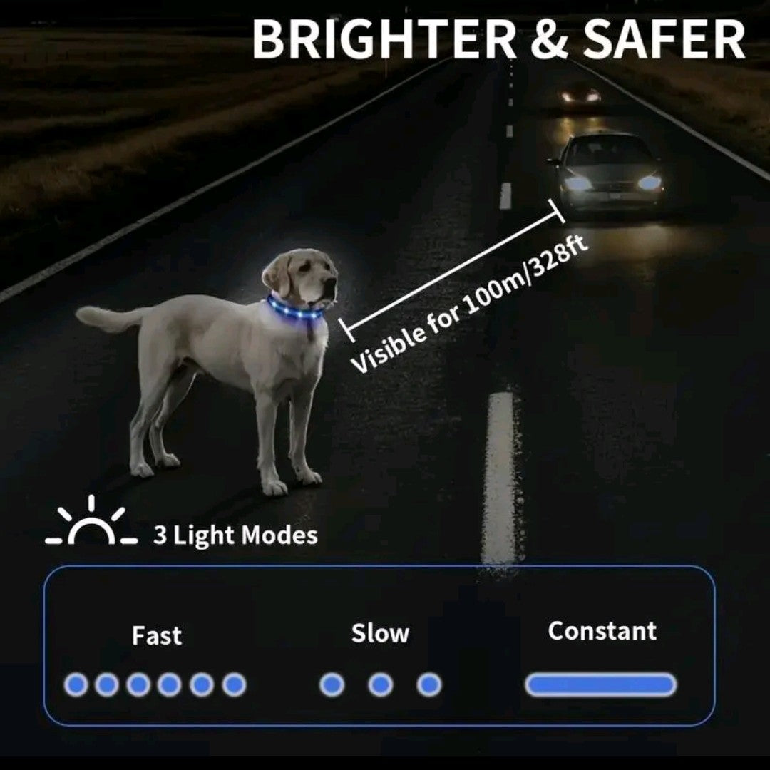Rechargeable LED AirTag Dog Collar – Smart GPS Tracker for Apple Find My, Built-in QR Tag & Light-Up Design