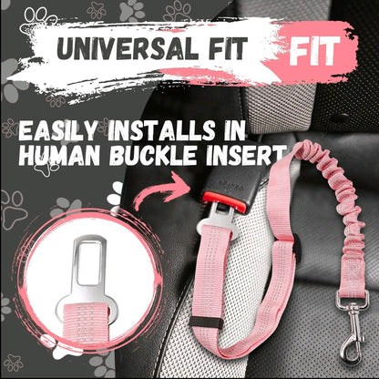 Adjustable Pet Car Seat Belt – Reflective Dog & Cat Leash with Elastic Bungee Buffer for Safe Travel