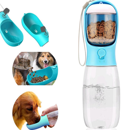 3-in-1 Pet Water Bottle – Portable 20 oz Travel Bottle with Food Container & Water Filter, Leakproof & Heat-Resistant for Dogs & Cats