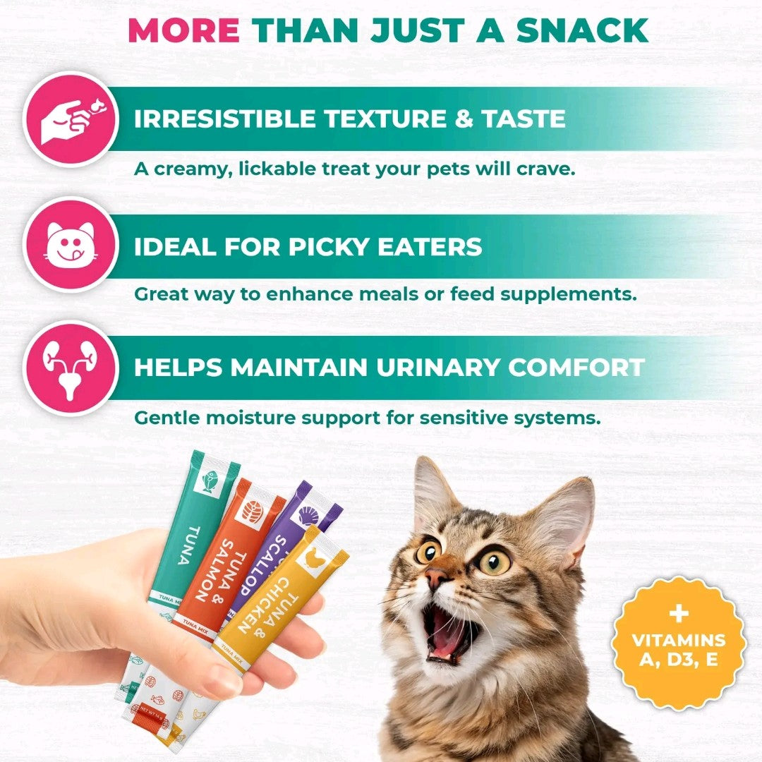Beloved Pets Creamy Lickable Cat Treats – Chicken & Tuna Mix, Wet Squeeze Tube Snacks, Supports Urinary & Skin Health, Multivitamin Treats for Cats & Small Dogs (20 Sticks)