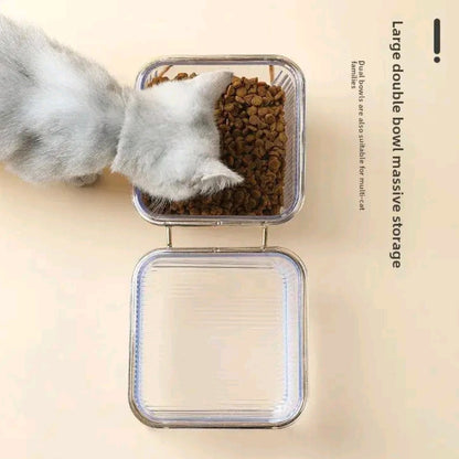 2-in-1 Cat Feeding Bowl & Water Dispenser – No-Spill Pet Food Bowl for Cats & Small Dogs