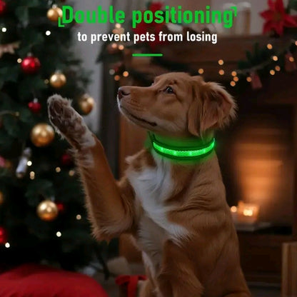 Rechargeable LED AirTag Dog Collar – Smart GPS Tracker for Apple Find My, Built-in QR Tag & Light-Up Design