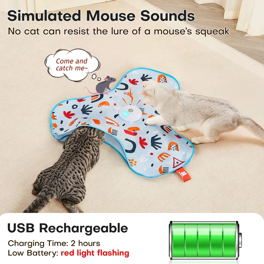 Potaroma Hide and Seek Cat Toy – Interactive Feather Wand Under Floral Cover, USB Rechargeable Automatic Toy for Indoor Kittens & Cats of All Breeds